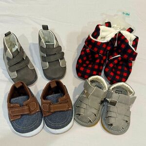 Lot of 4 NB/Infant Crib Shoes/Booties/Loafers/Sandals, New never worn